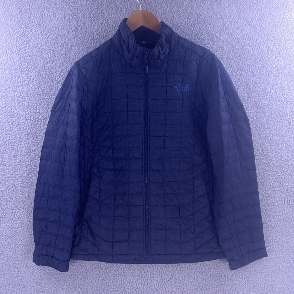 The North Face Mens ThermoBall Quilted Insulated Jacket Navy Blue Large
